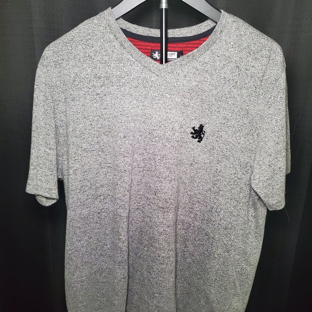 Rugby University Men's Heather Gray V-Neck Tee